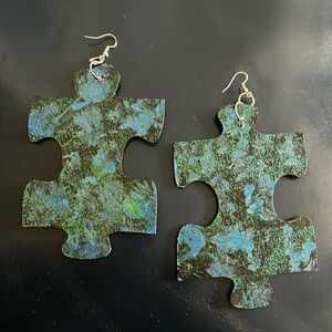 Blue & Black Puzzle Earrings